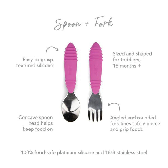 Bumkins Spoon and Fork - Fuchsia - Prepp'd Kids - Bumkins