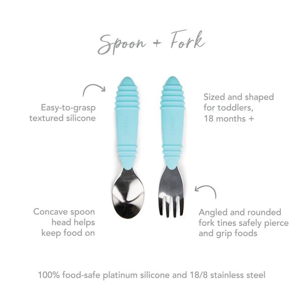 Bumkins Spoon and Fork - Light Blue - Prepp'd Kids - Bumkins