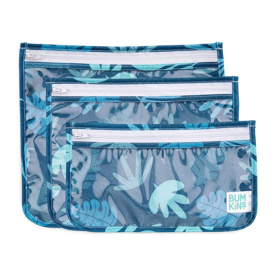 Clear Travel Bag Set - Blue Tropic - Prepp'd Kids - Bumkins