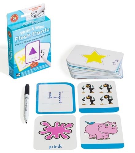 Colours, Shapes & Early Numbers Flash Cards - Write & Wipe w/marker - Prepp'd Kids - Learning Can Be Fun