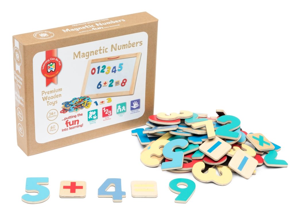 Magnetic Wooden Numbers (Set of 60) - Prepp'd Kids - Premium Wooden Toys