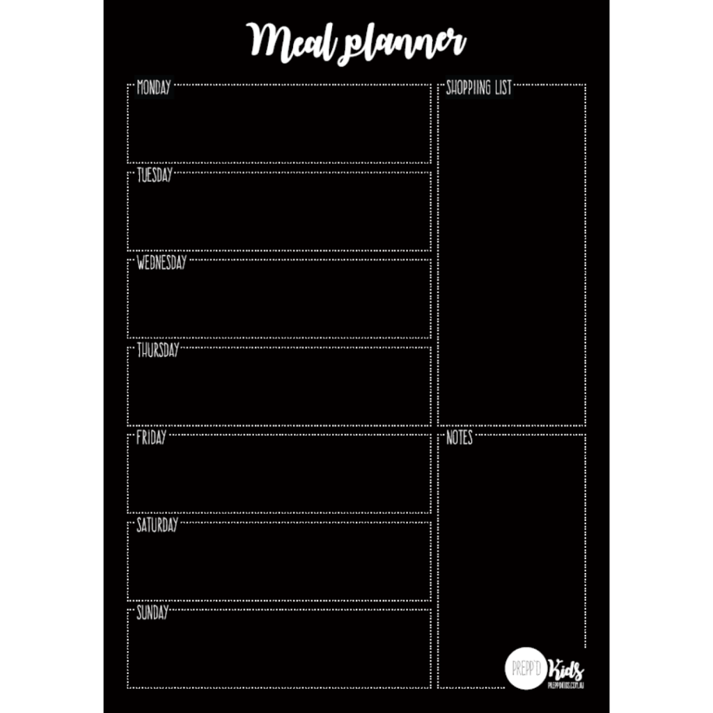 Meal Planner (A3) - Prepp'd Kids - Prepp'd Kids