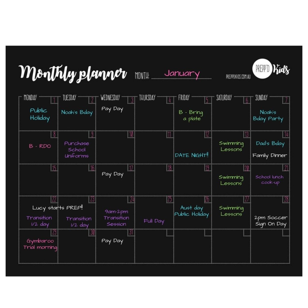 Monthly Planner (A3) - Prepp'd Kids - Prepp'd Kids
