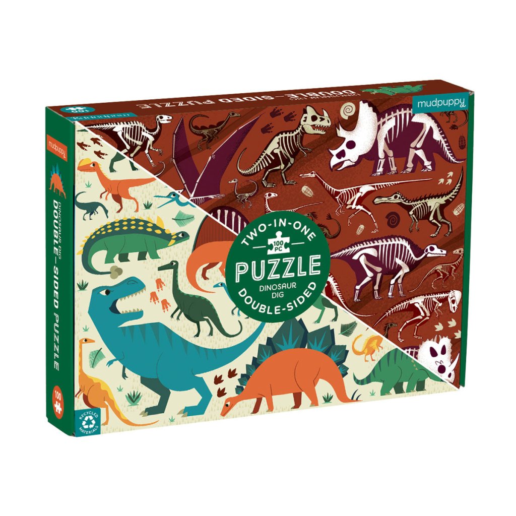 Mudpuppy Dinosaur Dig Double-Sided Puzzle (100pcs) - Prepp'd Kids - Mudpuppy