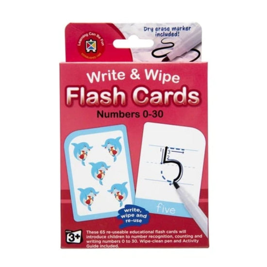Numbers 0-30 Flash Cards - Write & Wipe w/ marker - Prepp'd Kids - Learning Can Be Fun