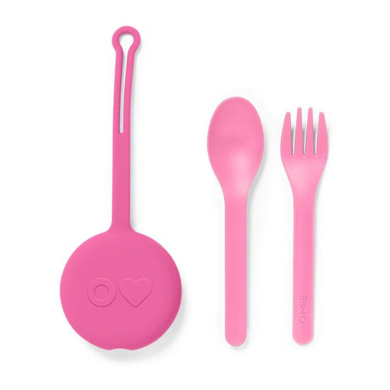 Omie 3 Piece Cutlery Pod Set - Bubble Pink - Prepp'd Kids - OmieBox
