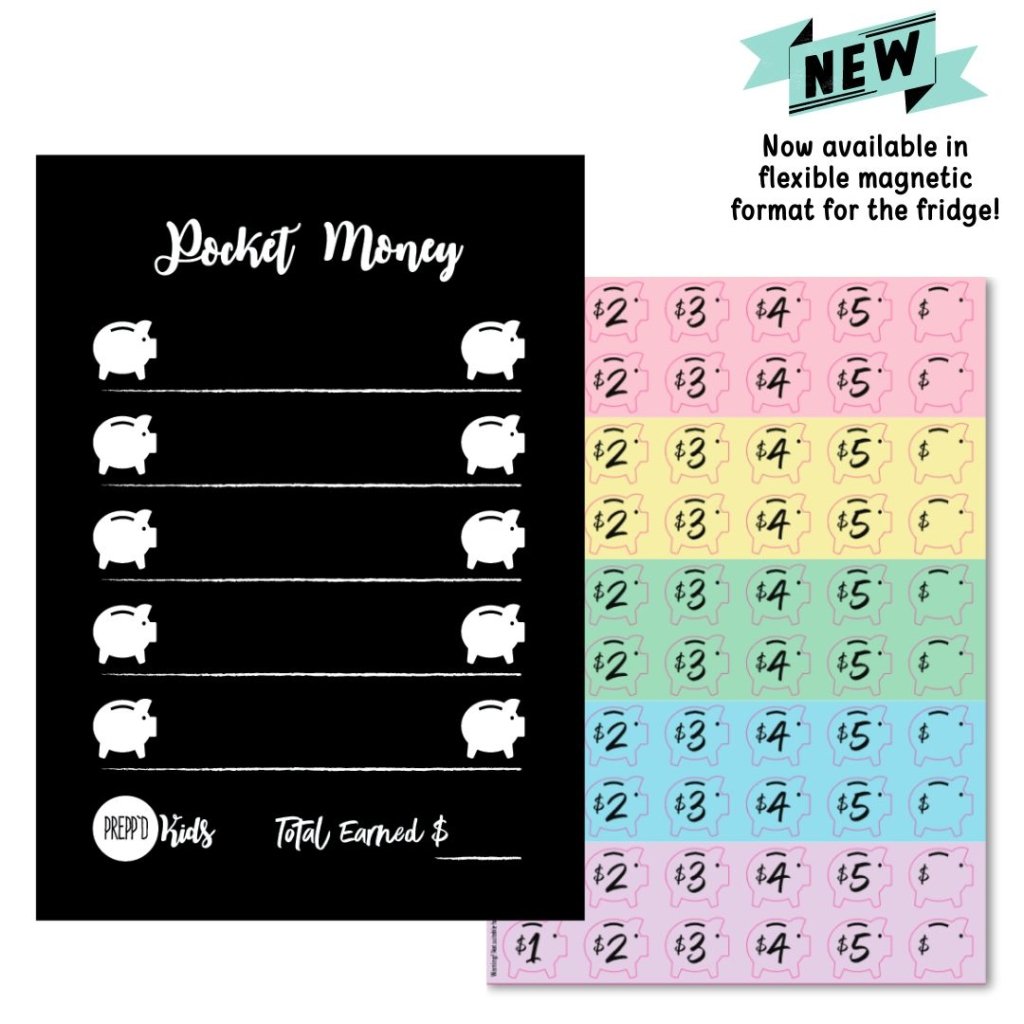 Pocket Money Chart A4 (flexible magnetic) - Prepp'd Kids - Prepp'd Kids