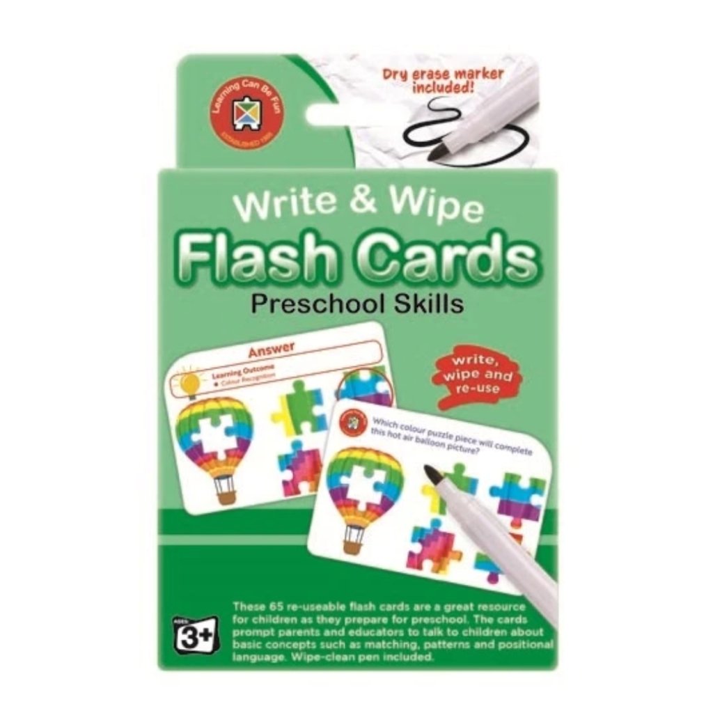 Preschool Skills Flash Cards - Write & Wipe w/marker - Prepp'd Kids - Learning Can Be Fun