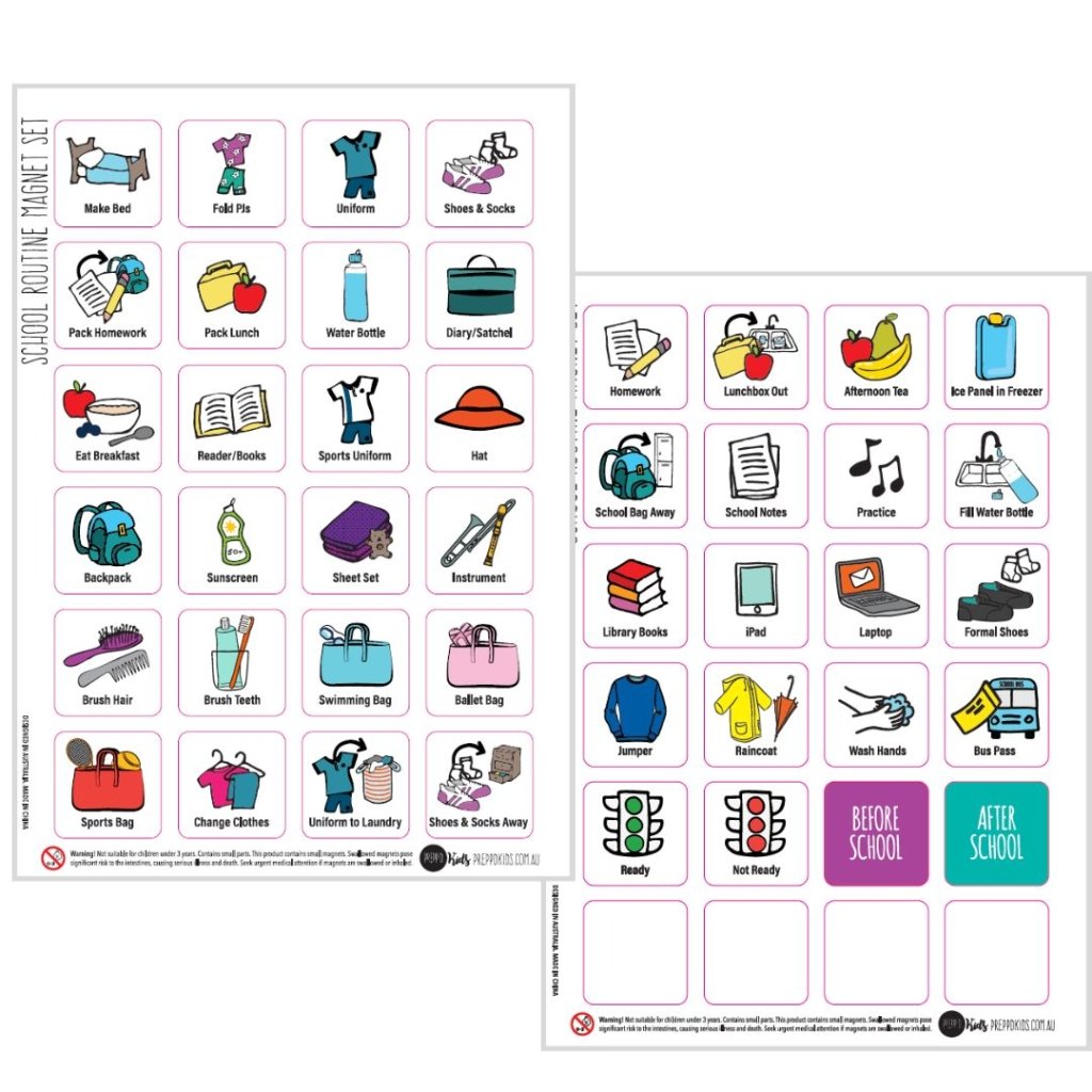 School Routine Magnet Set - Prepp'd Kids - Prepp'd Kids