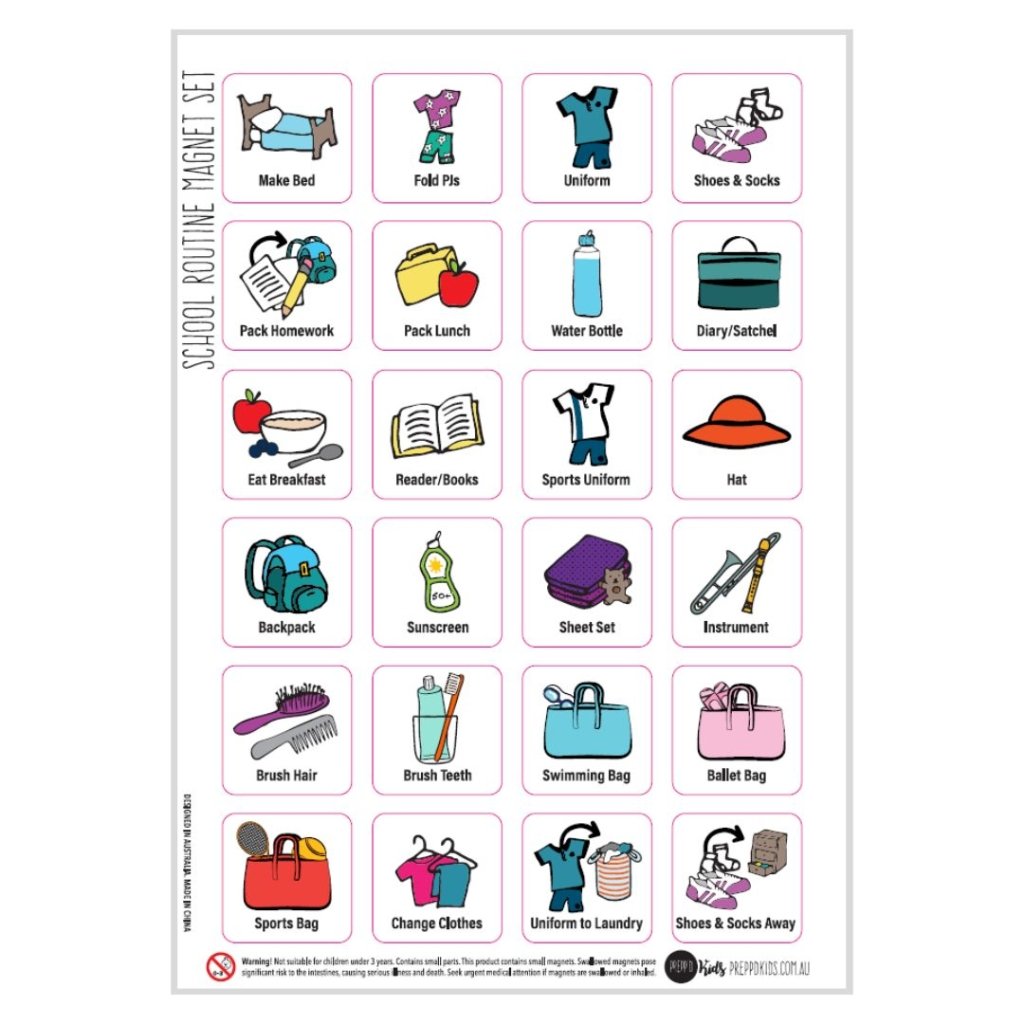School Routine Magnet Set – Prepp'd Kids