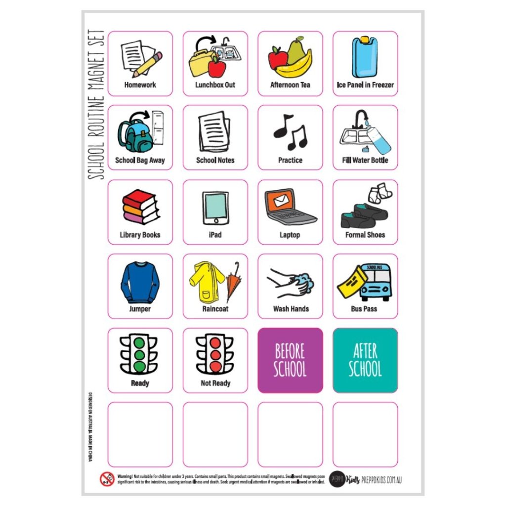 School Routine Magnet Set – Prepp'd Kids