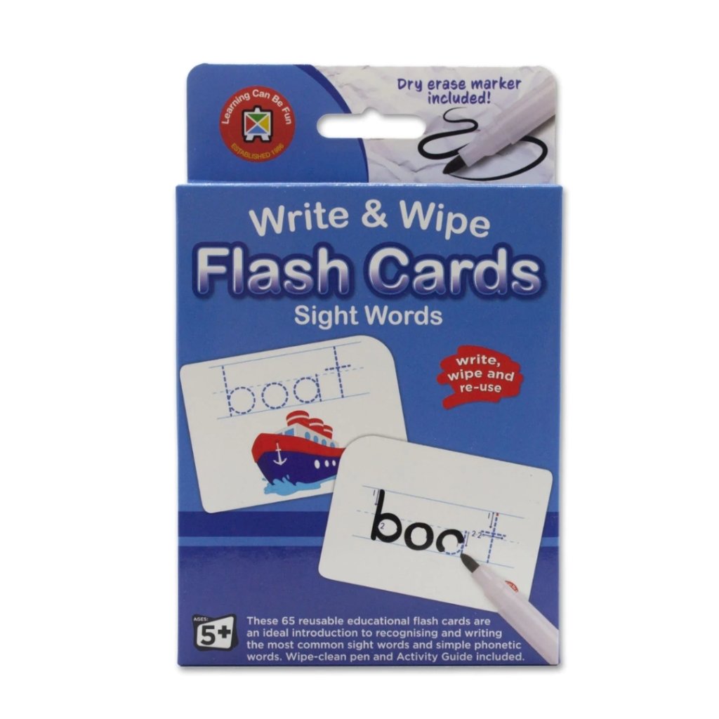 Sight Words Flash Cards - Write & Wipe w/marker - Prepp'd Kids - Learning Can Be Fun