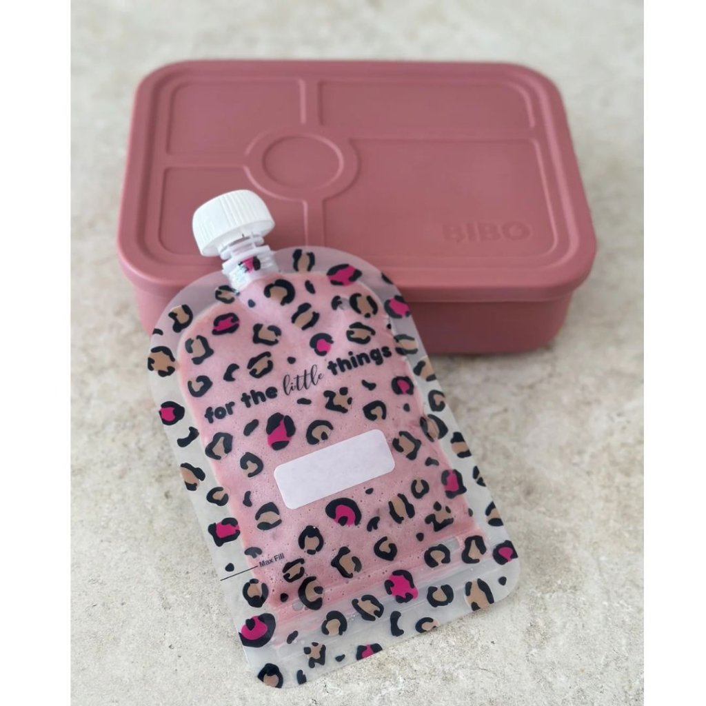 Sinchies Re-usable Food Pouches 150ml - Pink Leopard - Prepp'd Kids - Sinchies