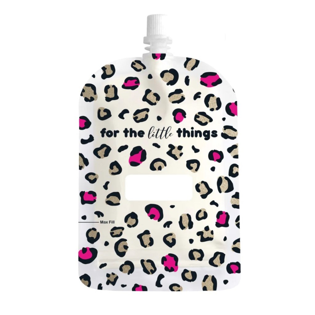 Sinchies Re-usable Food Pouches 150ml - Pink Leopard - Prepp'd Kids - Sinchies