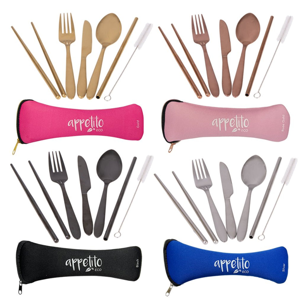 Stainless Steel Traveller's Cutlery Set (6 piece) - Prepp'd Kids - Appetito