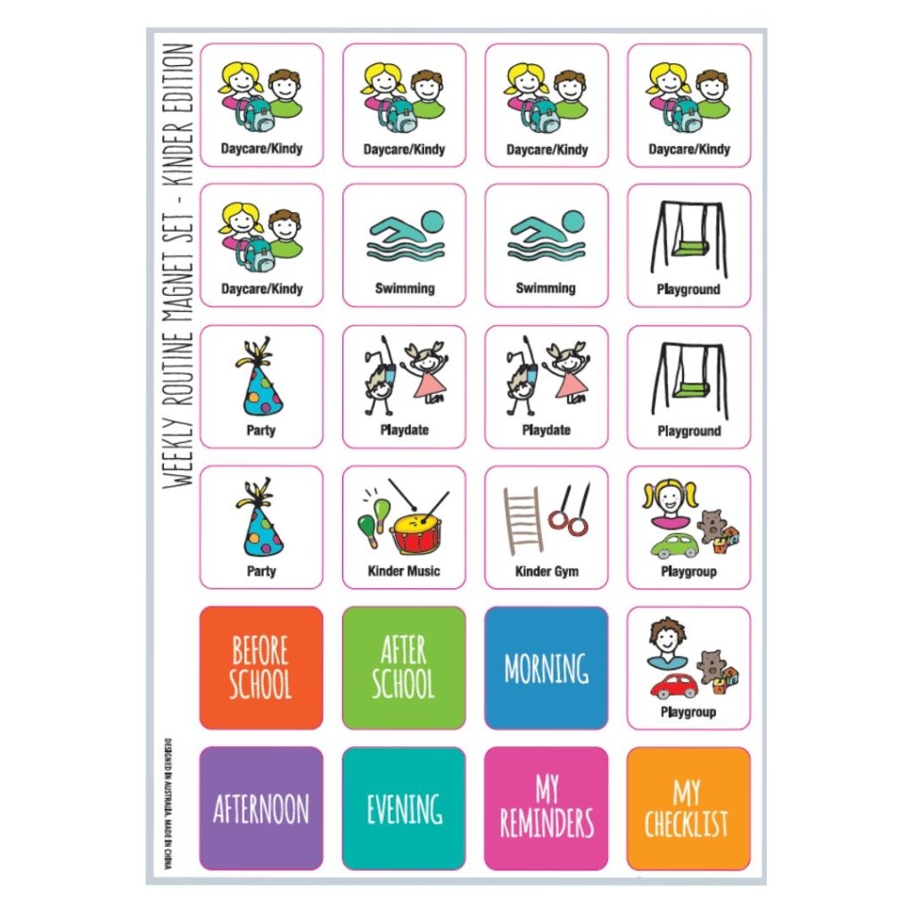 Weekly Routine Chart Set (flexible magnetic) - Kinder Edition – Prepp'd ...