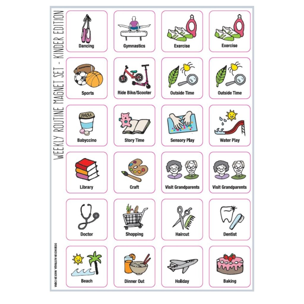 Weekly Routine Chart Set (flexible magnetic) - Kinder Edition - Prepp'd Kids - Prepp'd Kids