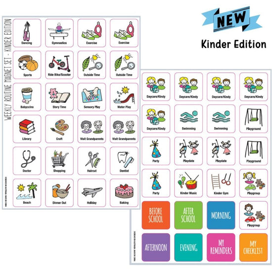Weekly Routine Chart Set (flexible magnetic) - Kinder Edition - Prepp'd Kids - Prepp'd Kids